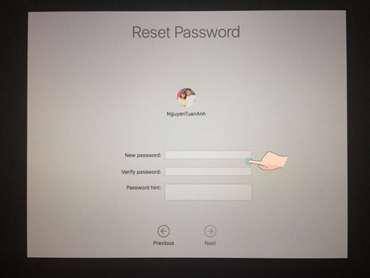 Hướng dẫn lấy lại mật khẩu cho Macbook khi bị quên mật khẩu > Thay đổi mật khẩu