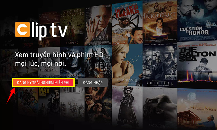 Cách sử dụng ứng dụng ClipTV trên tivi Sony mới nhất > Nhấn đăng ký trải nghiệm miễn phí
