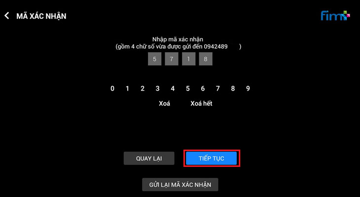 Cách sử dụng ứng dụng Galaxy Play (Fim+) trên tivi Sony mới nhất > Nhập đã xác nhận