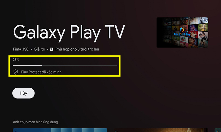 Cách sử dụng ứng dụng Galaxy Play (Fim+) trên tivi Sony mới nhất > Đang tải ứng dụng về