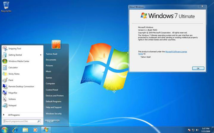 dung lượng ổ cứng Win 7 sau cài đặt 