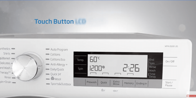 Bảng điều khiển cảm ứng trên máy giặt Beko lớn, bền và nhạy