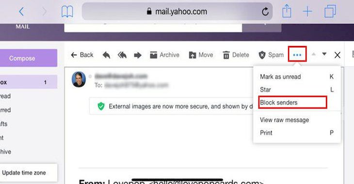 Chặn người gửi email qua Webmail trong Safari 