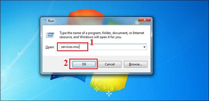 Nhập vào “services.msc” rồi nhấn Enter (hoặc nhấn nút OK).