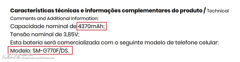 Thông tin rò rỉ trên SlashLeak cho thấy S10 Lite sẽ có viên pin 4.370 mAH