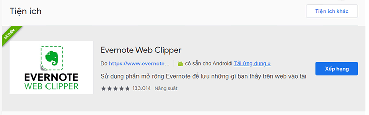 Tiện ích mở rộng Evernote Web Clipper cho các trình duyệt web