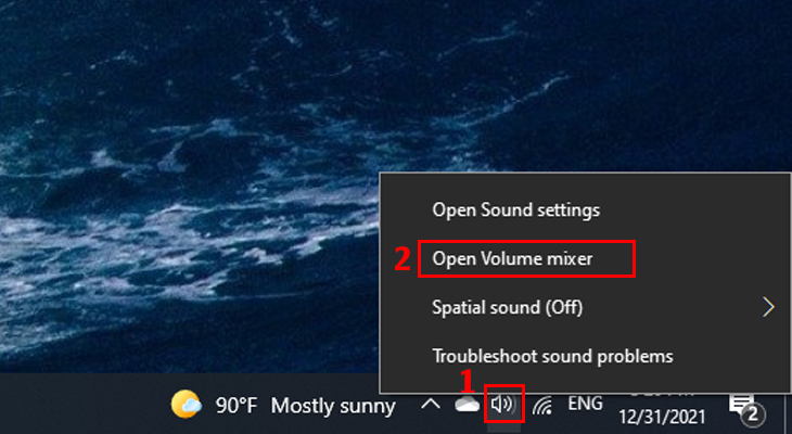 chọn Open Volume mixer
