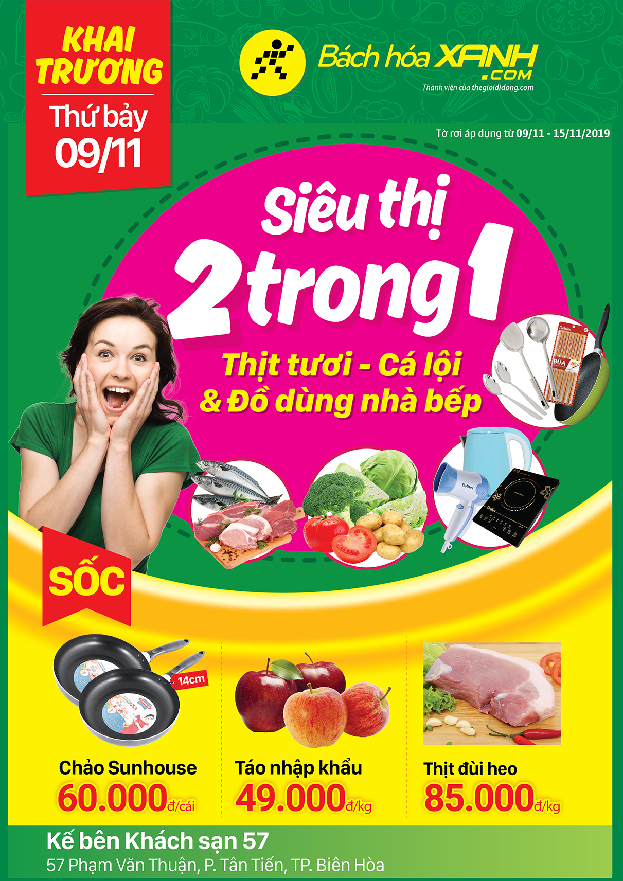 Cửa hàng 2 trong 1 BHX – ĐMX 57 Phạm Văn Thuận khai trương 9/11/2019