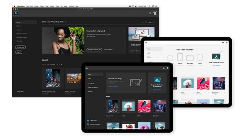 Thanh công cụ và bảng tùy chọn gần như là bê nguyên từ trên PC xuống