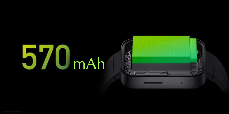 Xiaomi ra mắt smartwatch Mi Watch: Phiên bản Apple Watch chưa bằng nửa giá > Dung lượng pin 570mAh