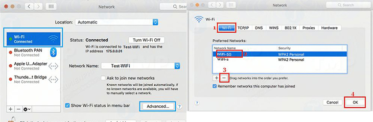 9 bước khắc phục MacBook không bắt được wifi hiệu quả nhất > Bấm quên mạng wifi
