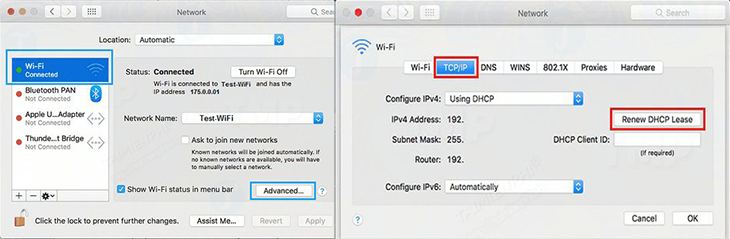 9 bước khắc phục MacBook không bắt được wifi hiệu quả nhất > Kiểm tra cài đặt TCP/ IP