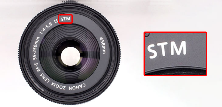 Ký hiệu STM trên ống kính máy ảnh Canon