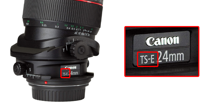 Ký hiệu TS-E - Tilt And Shift trên ống kính máy ảnh Canon