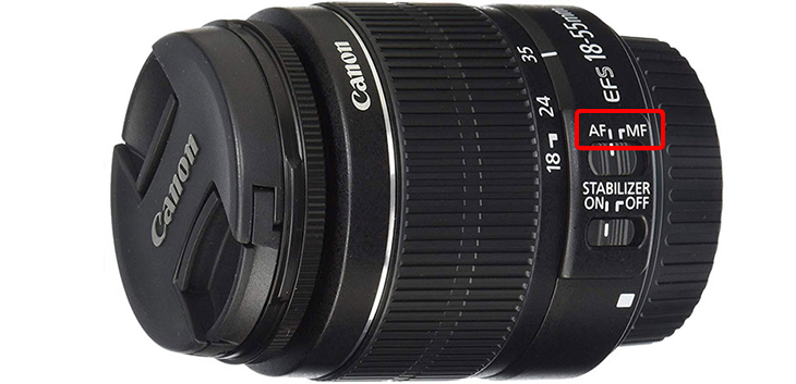 Ký hiệu AF - Auto Focus và MF - Manual Focus trên ống kính Canon