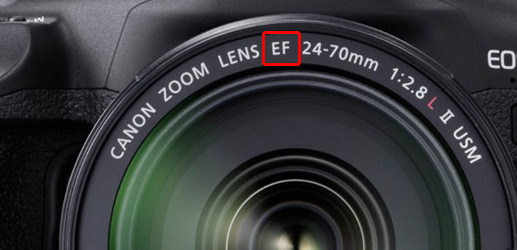 Ký hiệu EF - Electro Focus trên ống kính Canon