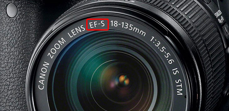 Ký hiệu EF-S - Electro Focus - Short trên ống kính Canon