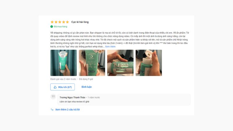 Review sữa rửa mặt Senka Perfect Whip Acne Care từ người dùng