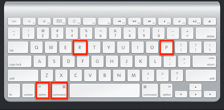 NVRAM, PRAM là gì? Khi nào cần reset và cách reset trên MacBook chuẩn nhất > Nhấn giữ bốn phím Option, Command, P và R một cách đồng thời