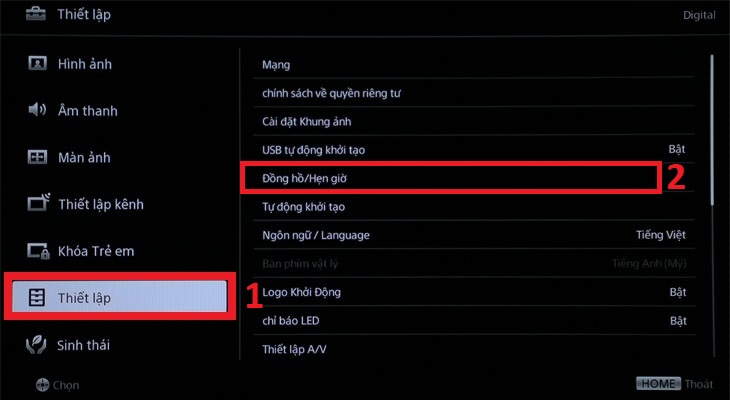 Cách cài đặt thời gian, múi giờ trên tivi Sony