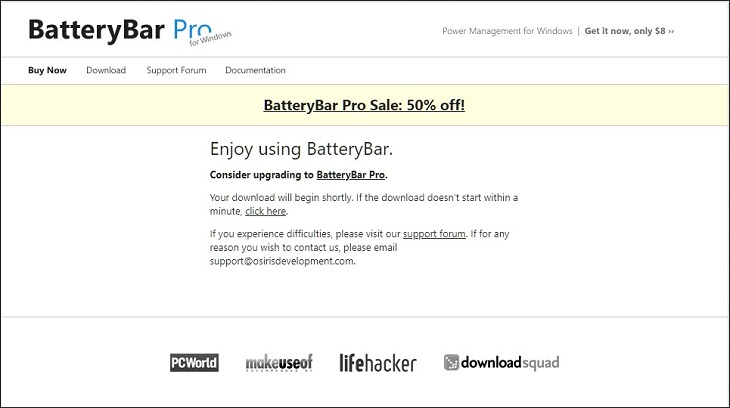 Tải phần mềm BatteryBar. 