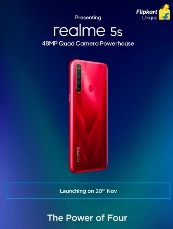 Realme 5s với 4 camera 48 MP sẽ ra mắt vào ngày 20/11 Realme 5s với 4 camera 48 MP sẽ ra mắt vào ngày 20/11