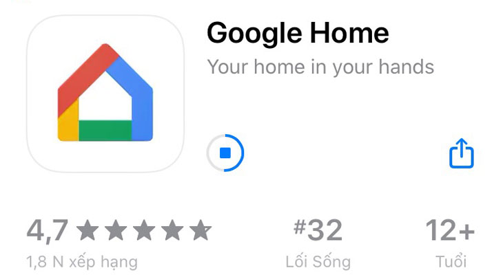 Ứng dụng Google Home cài đặt trên iPhone/iPad