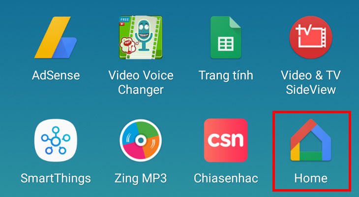 Icon ứng dụng Google Home trên màn hình chính của điện thoại