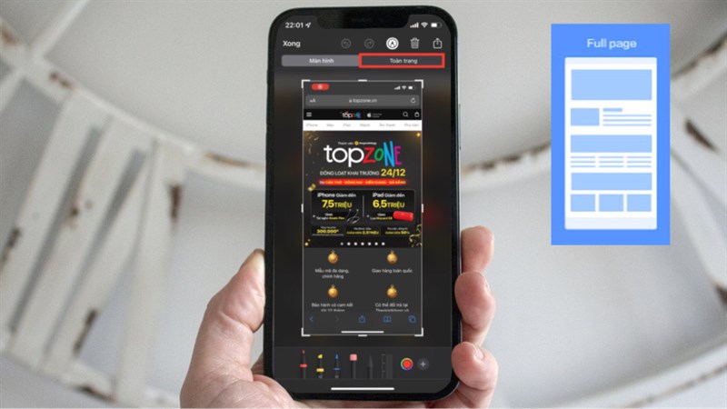 Cách chụp màn hình toàn trang trên iPhone