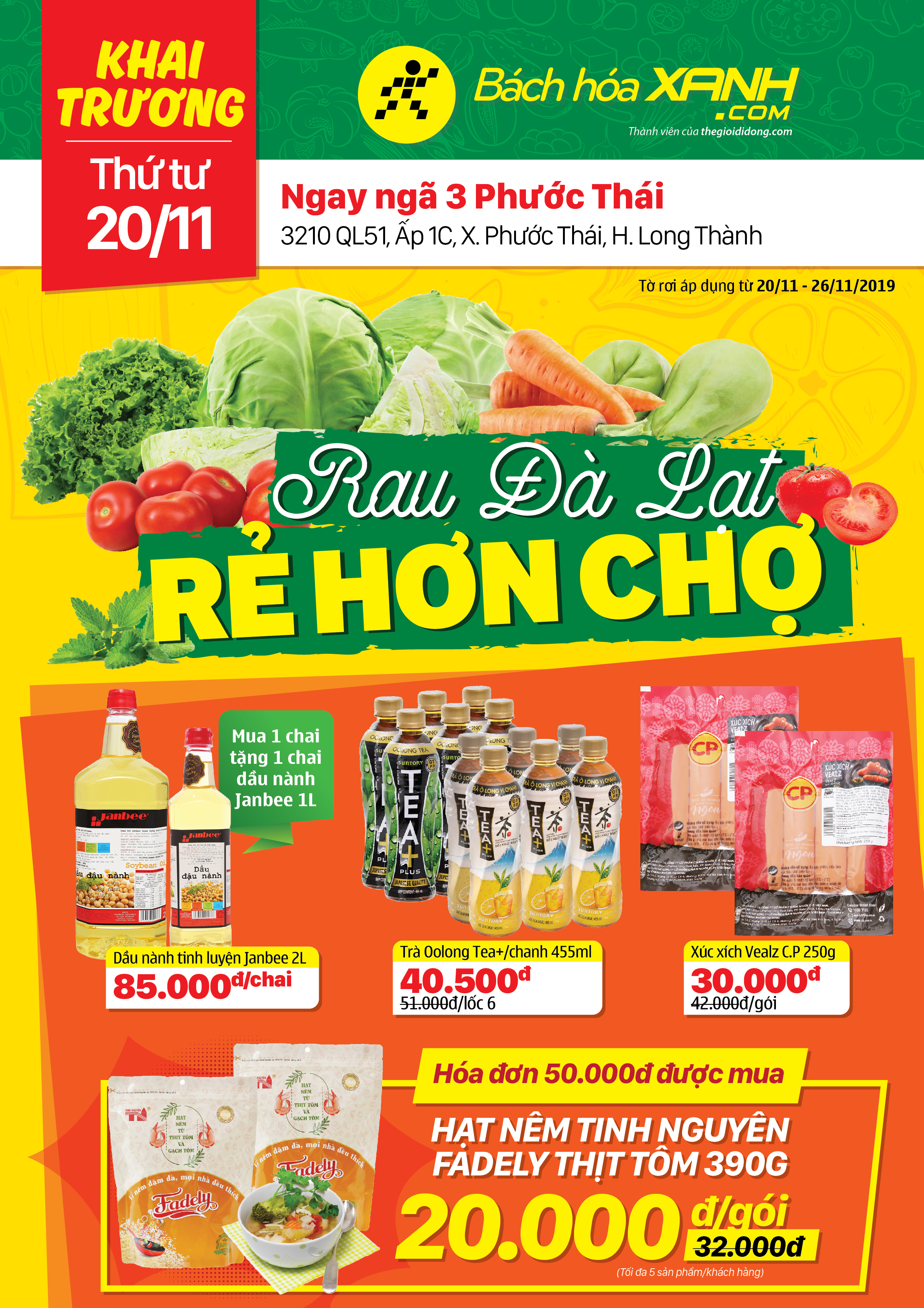 Cửa hàng Bách hoá XANH 3210 QL51, X. Phước Thái khai trương 20/11/2019 Cửa hàng Bách hoá XANH 3210 QL51, X. Phước Thái khai trương 20/11/2019
