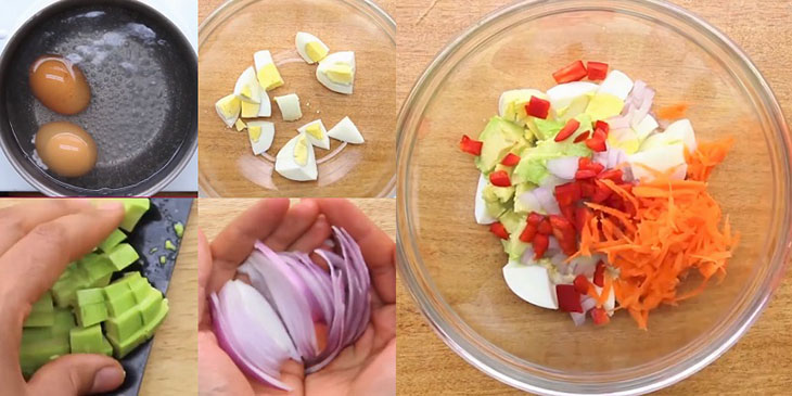 Bước 1 Sơ chế nguyên liệu Salad bơ trứng gà