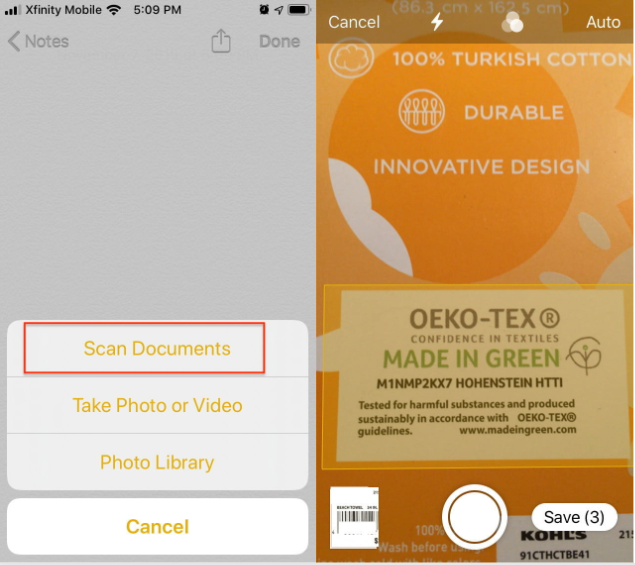 3 mẹo cực hay với các ứng dụng trên iOS có thể bạn chưa biết > chọn scan document