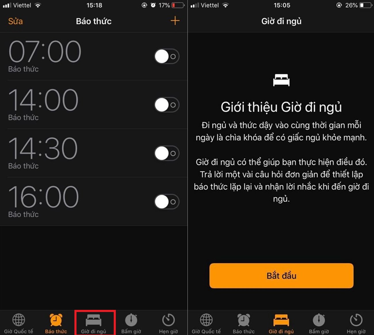 giờ đi ngủ