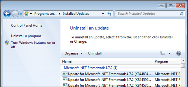 Uninstall Windows KB4493132