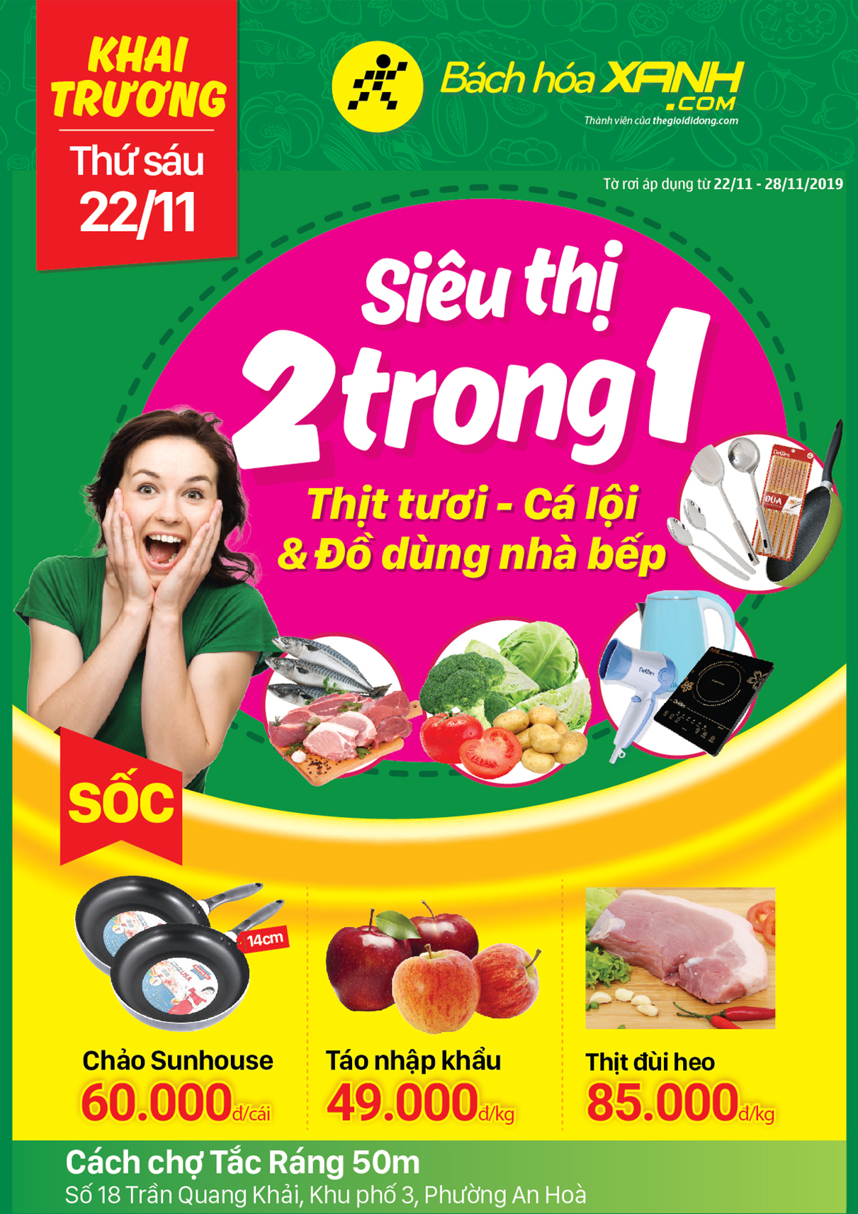 Cửa hàng 2 trong 1 BHX – ĐMX 18 Trần Quang Khải khai trương 22/11/2019