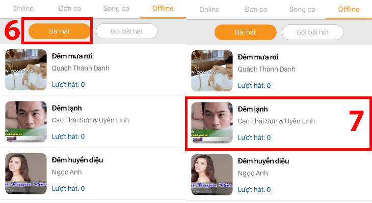 Chọn bài hát để hát offline