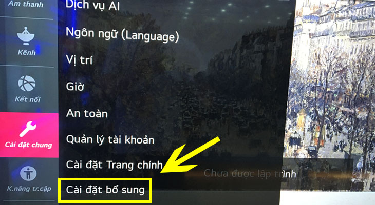 Chọn mục Cài đặt bổ sung