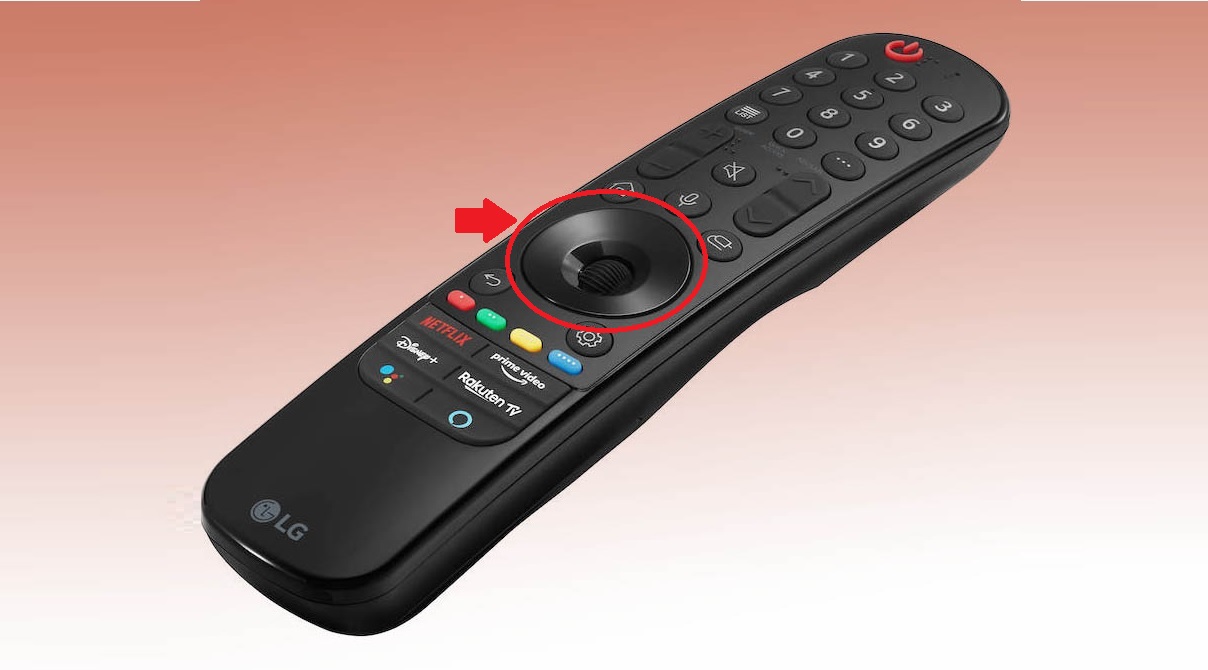Bạn nhấn và giữ con lăn/nút chọn trên remote tivi trong 5 - 10 giây. 