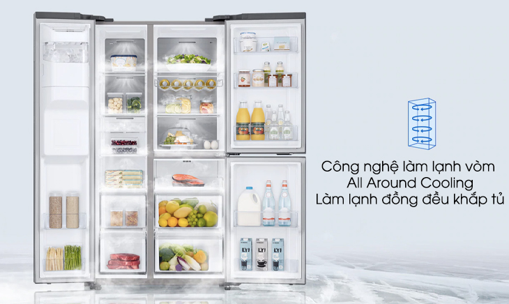 Đánh giá tổng quan tủ lạnh Samsung Inverter 602 lít RS65R5691B4/SV > Công nghệ làm lạnh vòm All Around Cooling