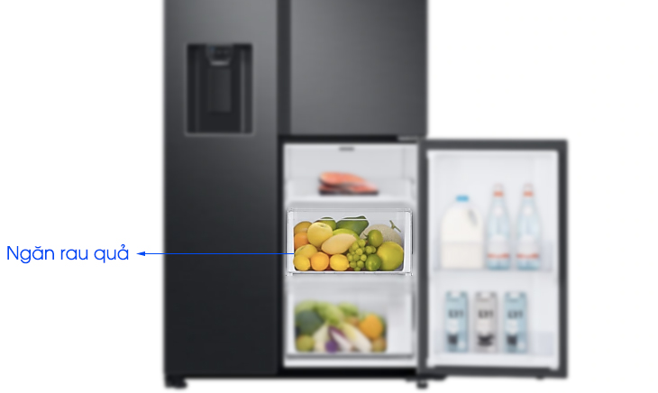 Đánh giá tổng quan tủ lạnh Samsung Inverter 602 lít RS65R5691B4/SV > Hộp rau quả với thiết kế không gian lớn 