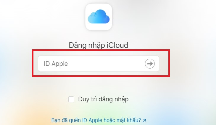 Đăng nhập bằng tài khoản ID Apple của bạn.