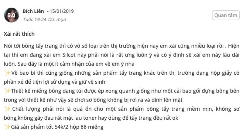 Chị em nói gì sau khi sử dụng bông tẩy trang Silcot