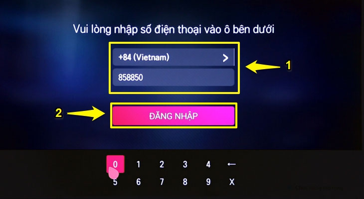 Nhập mã vùng + số điện thoại