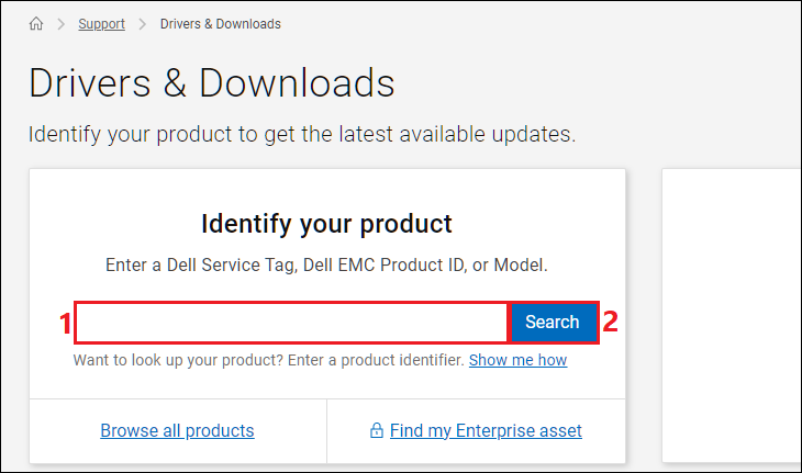 Gõ Service Tag của laptop Dell vào khung tìm kiếm > Nhấn Search