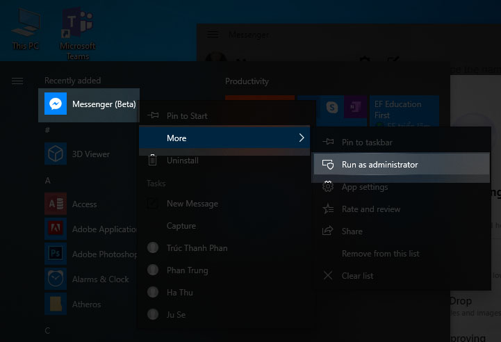 Cài đặt Facebook Messenger nền tối trền Windows 10 đơn giản nhất