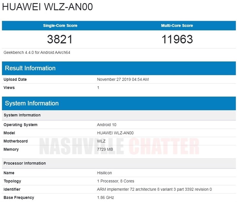 Huawei Nova 6 5G lộ cấu hình và điểm hiệu năng trên Geekbench