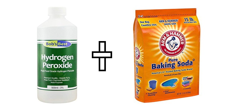 Dùng oxy già (hydro peroxide) và baking soda