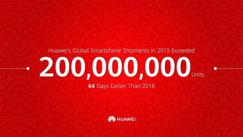 Huawei đã bán được hơn 200 triệu chiếc smartphone trong năm 2018