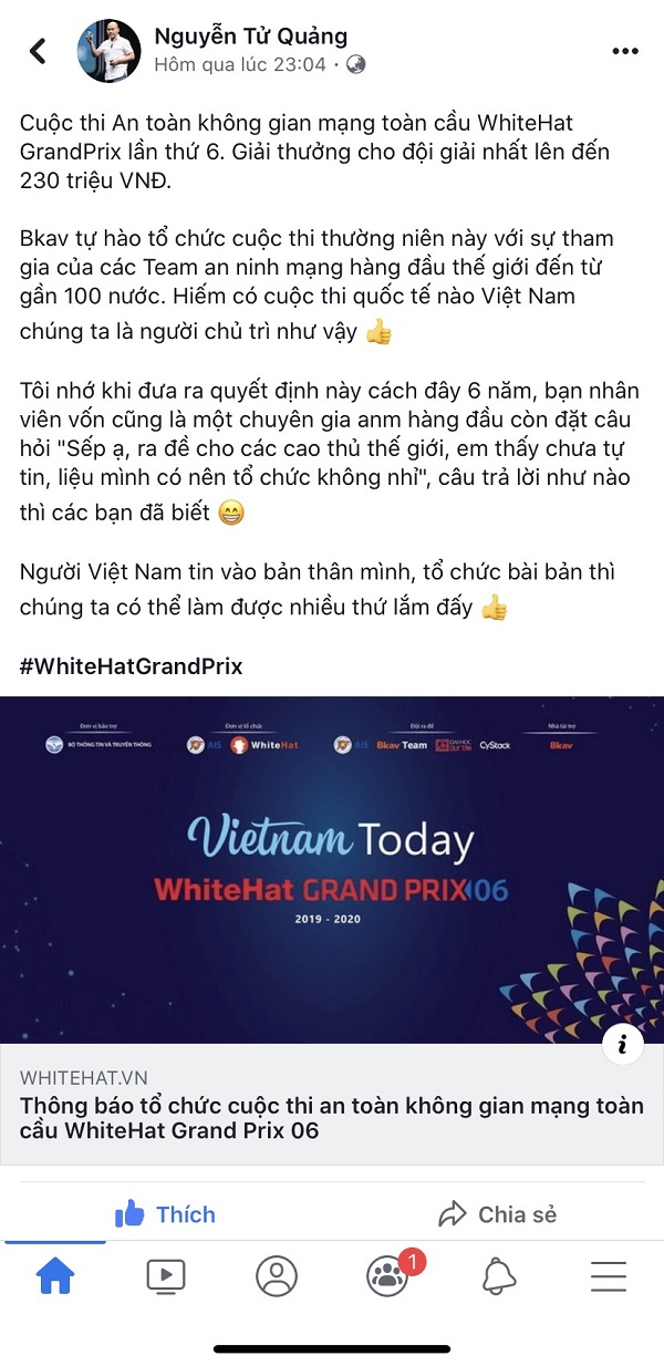 Anh Quảng: Người Việt Nam tin vào bản thân mình, tổ chức bài bản thì chúng ta có thể làm được nhiều thứ lắm đấy Anh Quảng: Người Việt Nam tin vào bản thân mình, tổ chức bài bản thì chúng ta có thể làm được nhiều thứ lắm đấy