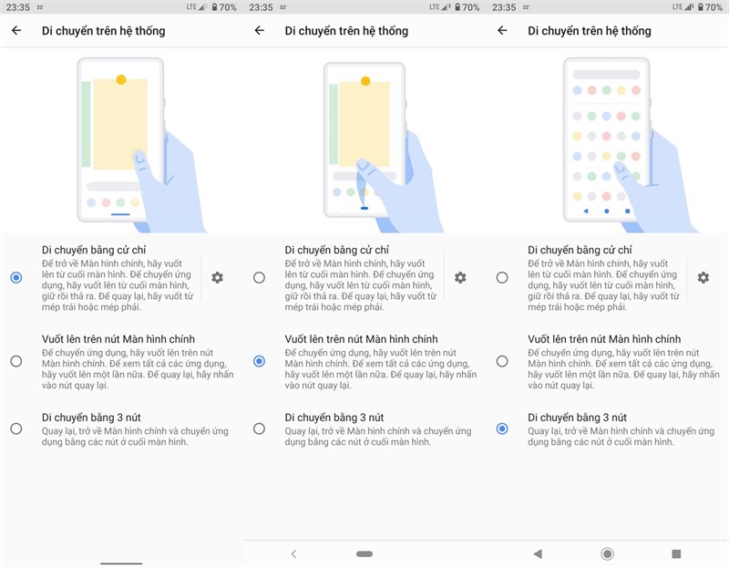 Tùy chọn điều hướng mới trên Xperia 1 sau khi cập nhật Android 10 Tùy chọn điều hướng mới trên Xperia 1 sau khi cập nhật Android 10